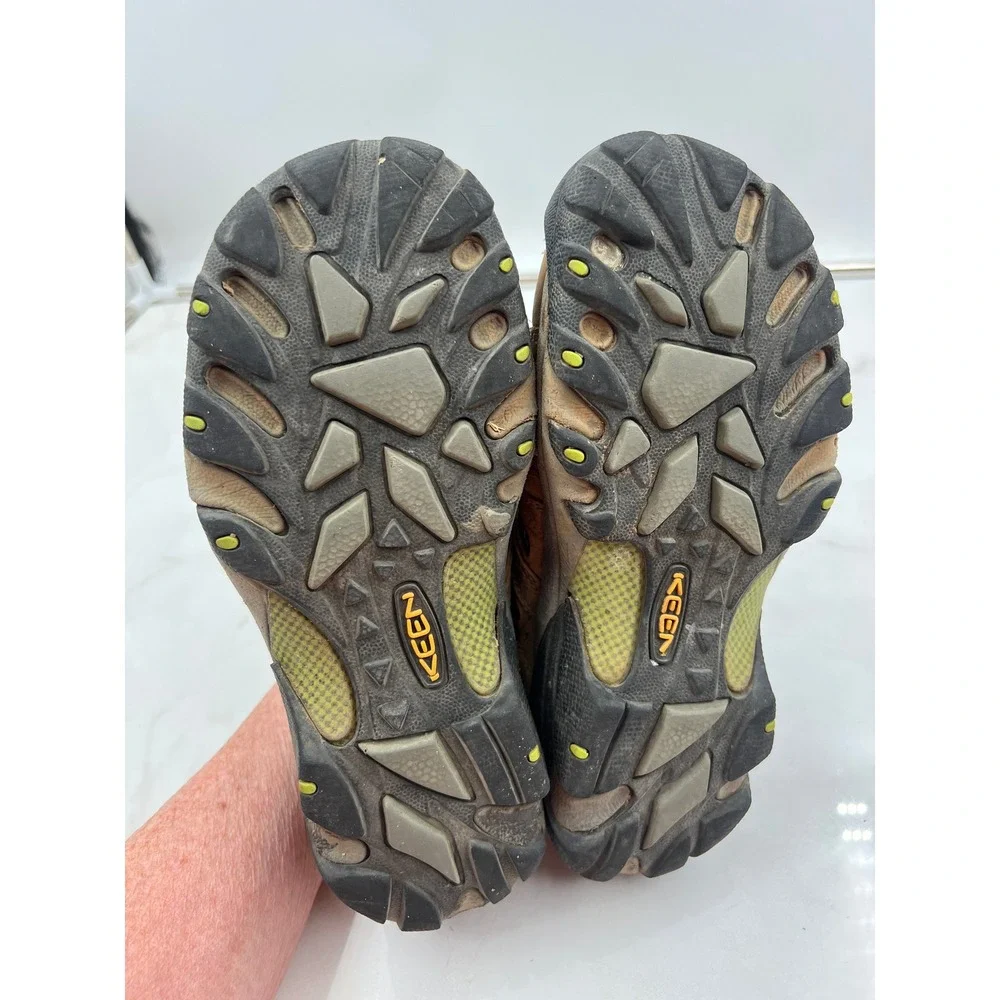 Keen Voyageur Hiking Shoes Womens 6.5 Brown Green Leather Mesh Low Top Trail